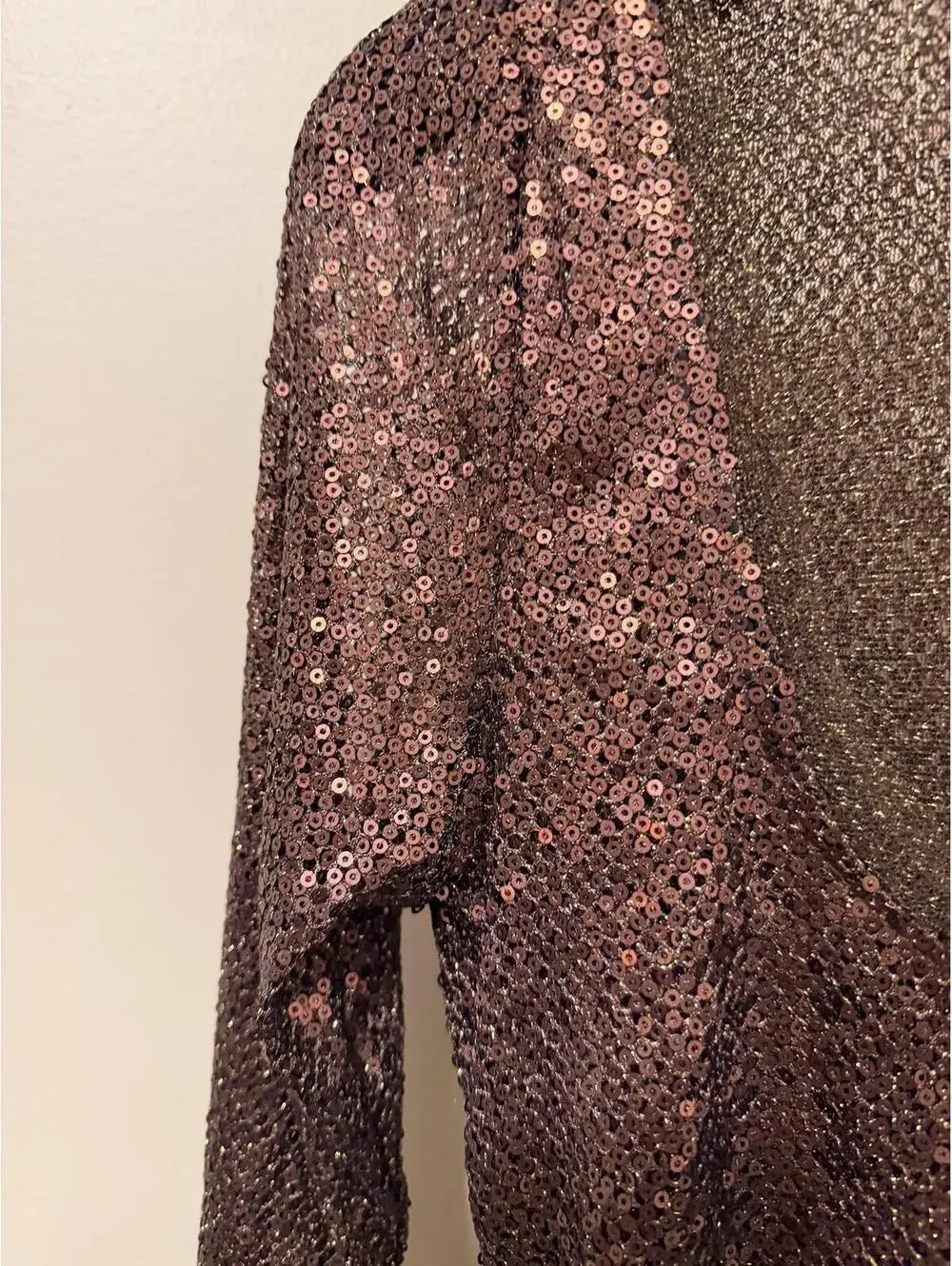 Free People Intimately Brown Metallic Sheer Knit Top Bell Sleeve Y2K Boho